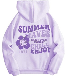 Nueva llegada de sudaderas con capucha para mujer, 100% algodón, manga larga, cuello caído, estampadas, cómodas, para invierno, personalizables - Product Image 1