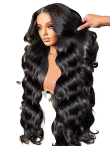 13x4 HD Frontal <b>Wig</b> 32 Inch Human Hair <b>Wig</b> Indian Remy Hair Natural Black - Product Image 3