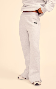 Wholesale Women Heather Grey Oversized Sweatshirt Wide Leg Pants <b>Set</b> Casual 100% Cotton Fleece Tracksuit Supplier - Product Image 2