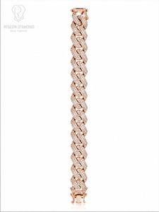 Premium iced out Cuban link bracelet solid 18K rose <b>gold</b> <b>set</b> lab grown diamonds bold design secure box clasp timeless - Product Image 4