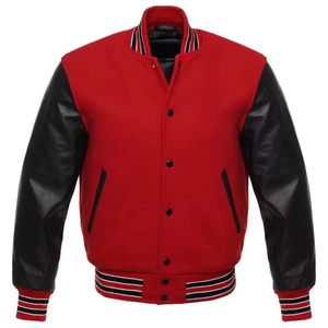 เสื้อแจ็คเก็ตวาร์ซิตี้สีแดง AC Milan รุ่น Unisex แขนสีดำ คอตั้ง ปักลายด้านหน้า สไตล์ลำลองสำหรับฤดูหนาว ติดกระดุมแถวเดียว คุณภาพสูง - Product Image 1