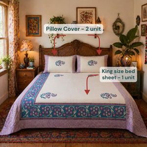 Premium Indian Artisanal Hand <b>Block</b> Print Classic Flowers King Size Breathable Soft Skin Friendly Non Toxic Dyes All Season Home - Product Image 6