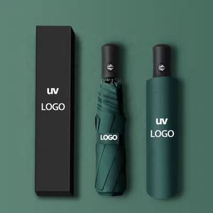 Luxury Fully-Automatic Folding <b>Umbrella</b> With <b>Windproof</b> UV Protection 3-Fold Design Polyester Material 95Cm Open Diameter - Product Image 1