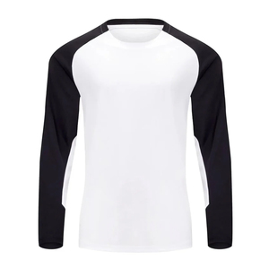 OEM Custom Mens Raglan Long Sleeve T Shirt Two Tone Color Block Contrast Sleeve Activewear Crewneck Cotton Sports Tee Shirt - Product Image 2