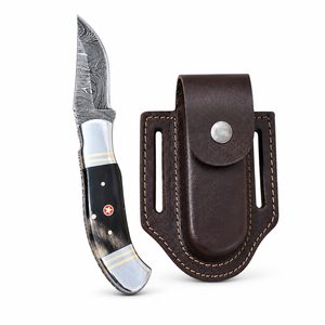 Couteau de poche multifonctionnel Jexmoo OEM en acier Damas fait main, pointe clip, qualité industrielle, 9 pouces, manche élégant en cuir - Product Image 5