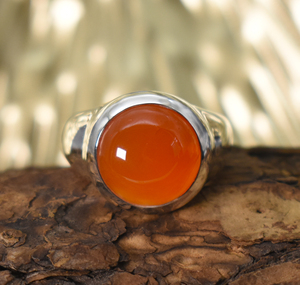 Natural Round Carnelian Cabochon <b>Ring</b> Bezel Set in 92.5 Sterling Silver <b>Crystal</b> Cabochon <b>Ring</b> Wedding <b>Ring</b> - Product Image 2