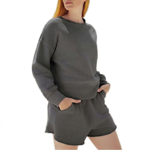 Eco-Friendly Women's Regular Strapless Pullover Shorts Co Ord <b>Set</b> French Terry Solid Summer Loungewear Wholesale Custom Apparel - Product Image 1