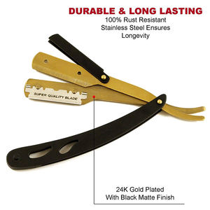 High Quality <b>Plastic</b> Straight <b>Edge</b> Men's Barber Razor Professional Factory Wholesale Custom Logo Sharp Stainless Steel Blade - Product Image 4