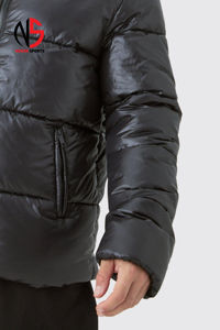 Chaqueta Acolchada para Hombre de Talla Grande, con Capucha, Negra, Manga Larga, Estilo Casual para Invierno, 100% Nailon, Alta Calidad, Mejor Precio - Product Image 4