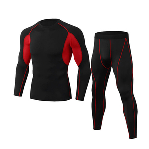 Ensemble de leggings et de t-shirt de compression à manches longues vert pour homme, séchage rapide, sous-vêtement technique, 2 pièces, vêtements de sport - Product Image 4