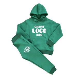 Ensemble de vêtements 2 pièces pour enfants avec logo personnalisé, survêtement à capuche à épaules tombantes et pantalon de jogging large 2026 - Product Image 2