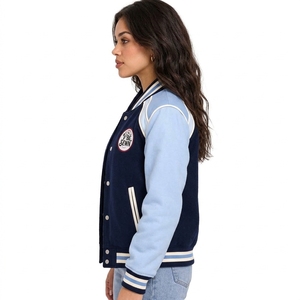 <b>Women</b> <b>Varsity</b> <b>Jacket</b> Custom Letterman <b>Jacket</b> Wool Blend Body Contrast Sleeves Durable Stitching Casual Fashion Outerwear OEM - Product Image 6