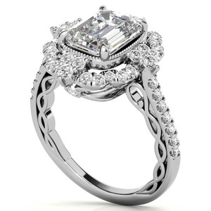 <b>Emerald</b> Cut Geometric Moissanite 7x9mm Luxury Bridal <b>Ring</b> 925 Sterling <b>Silver</b> Prong Setting Engagement Wedding Anniversary Gift - Product Image 2