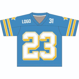 Maillot de football américain personnalisé à manches courtes, style streetwear tendance, avec logo imprimé et broderie, design en maille, coupe courte, chemise de football mode - Product Image 1