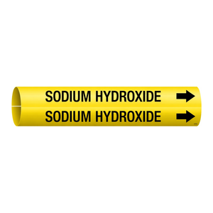Marqueur de tuyau à clipser Brady pour la signalisation des process chimiques, style panneau de signalisation pour l'hydroxyde de sodium - Product Image 1