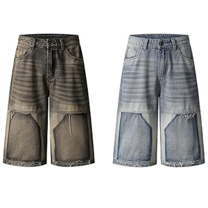 Pantalones Cortos de Mezclilla OEM con Lavado Ácido, Unisex, Estilo Urbano Holgado, Vintage, de Algodón, Venta al por Mayor - Product Image 2