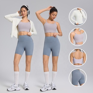 Ensemble de vêtements de sport de luxe pour femmes, 5 pièces, vente en gros : soutien-gorge de sport à dos croisé + veste de sport + short de sport + leggings de yoga - Product Image 2