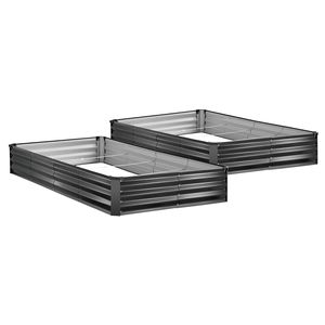 Set di 2 Fioriere Rettangolari in Metallo Zincato Senza Fondo per Giardino, 8 x 4 x 1 Piedi, Kit per Orto - Product Image 1