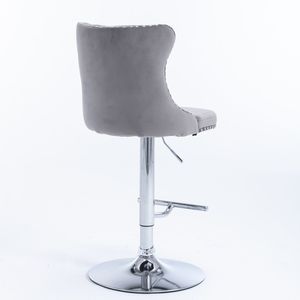 <b>Adjustable</b> Seat Height 25-33 Inch Swivel Velvet Barstools with Comfortable Tufted Backs Chrome Base Home <b>Bar</b> <b>Stools</b> - Product Image 5