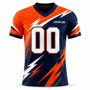 เสื้อฟุตบอลพิมพ์ลายตามสั่ง แบบซับลิเมชั่น คอวี แขนสั้น ระบายเหงื่อได้ดี ทรงแอธเลติก สีส้มกรมท่าขาว สำหรับทีม ฤดูร้อน - Product Image 1