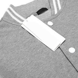 Unisex Grey White Varsity <b>Jacket</b> Cartoon Patchwork Contrast Sleeves Solid Collar Cuffs Hem Zipper Front Casual Streetwear - Product Image 5