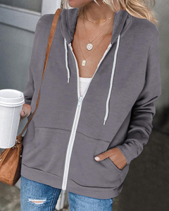 Plain Color Custom Logo <b>Women's</b> Full <b>Zip</b> <b>up</b> Hoodie Long Sleeve Hooded Sweatshirts Pockets <b>Jacket</b> Coat for <b>Women</b> - Product Image 5