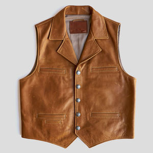 <b>Men's</b> Winter <b>Leather</b> Vest Custom Fashion Genuine <b>Leather</b> <b>Waistcoat</b> Custom Logo Breathable Windproof Lightweight Plus Size - Product Image 1