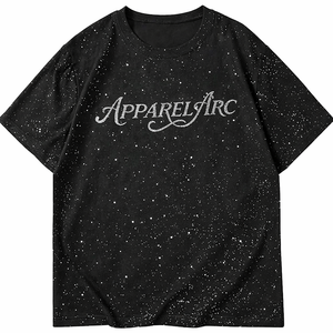 Camiseta al por mayor con pedrería en toda la prenda para hombre, ropa urbana de lujo, camiseta con logo de cristal para hombre, fabricante OEM - Product Image 2