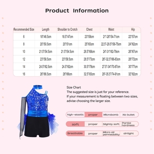 Costume de danse jazz pour filles de 6 à 16 ans, justaucorps à jupe en tulle, combinaison pour cours et spectacles, vente en gros de costumes lyriques - Product Image 6
