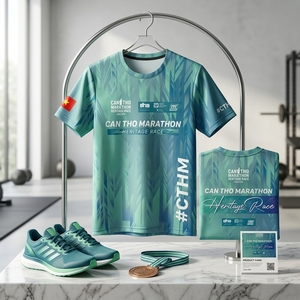 เสื้อวิ่งมาราธอน Cantho แบบกำหนดเอง เสื้อผ้ากีฬาน้ำหนักเบา ระบายความชื้นได้ดี เสื้อแขนสั้นสำหรับทุกเพศ ผลิตจากโพลีเอสเตอร์ - Product Image 1