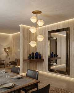 โคมไฟตั้งพื้น LED ทรงกลมหินอ่อนทันสมัย พร้อมโครงสีทองและโคมสีขาวงาช้าง สำหรับห้องนั่งเล่น วิลล่า โรงแรม - Product Image 2