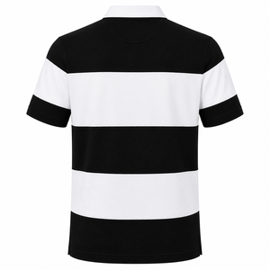Chemise à col rayé personnalisée pour homme, style preppy vintage, à rayures contrastées, manches courtes, coupe oversize, streetwear - Product Image 2