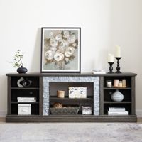 Meuble TV moderne avec grand rangement, console multimédia en faux pierre empilée, table TV M Console