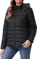 Veste courte matelassée légère et imperméable pour femme avec logo personnalisé, capuche amovible, isolée et épaisse pour l'hiver