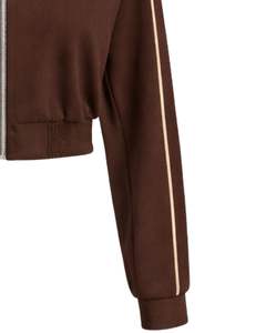 Veste de sport courte marron pour femme, zippée, pour la gym et le fitness, avec rayures contrastées, vêtements de sport, fabricant OEM - Product Image 6