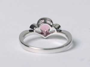 แหวนทัวร์มาลีนสีชมพูธรรมชาติ แหวนเพชรพลอยสีชมพูทรงลูกแพร์ เงินแท้ สำหรับผู้หญิง - Product Image 3