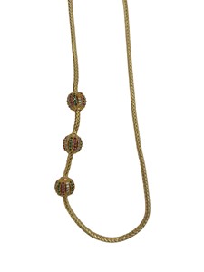 Divyoro 22k Gold Plated <b>Rope</b> <b>Chain</b> Beaded Necklace Multi Gem Ball Charms Classic Luxury Style Unisex Everyday Wear Parties - Product Image 1