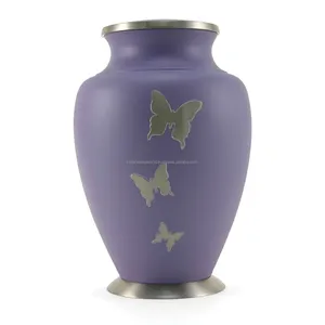 Silver Butterfly Engraved Cremation Adult urn best selling memorial ashes urn for funerals