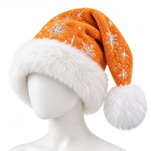 Gorro de Santa Claus a Cuadros con Brillo Morado, Borde de Piel Sintética Blanca y Pompón, para Usar en la Playa, Unisex para Adultos - Product Image 6