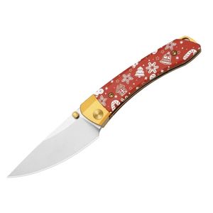 Cuchillos Plegables Navideños Premium con Hoja de Acero Inoxidable Afilada, Mango con Diseño Festivo Rojo y Detalle de Pivote Dorado para las Fiestas - Product Image 2