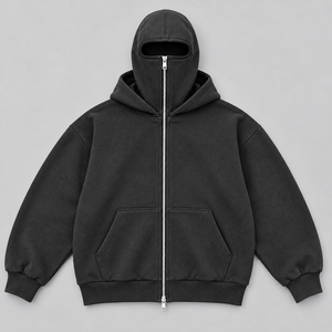 Sweat à capuche zippé intégral pour homme, coupe oversize, lourd, style cagoule, streetwear, fabricant OEM personnalisé - Product Image 6