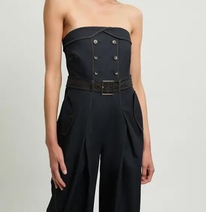 <b>Ladies</b> Button Front Denim Jumpsuit Classic Jean One Piece Casual Clothing Wholesale Factory Supplier Playsuit <b>Overalls</b> Trousers - Product Image 3