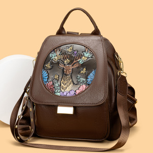 Mochila Vintage con Estampado de Ciervo para Mujer, Mini Mochila de PU, Bolso Bandolera para Viajes Diarios - Product Image 1