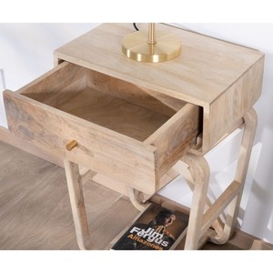 Mesita de noche Vandana Crystal Line en un estilo retro y elegante, hecha de madera de mango - Product Image 4