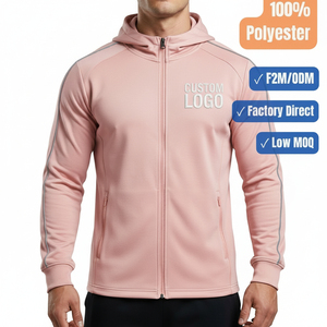 เสื้อแจ็คเก็ตฮู้ดซิปเต็มตัวสำหรับผู้ชาย โพลีเอสเตอร์ 100% น้ำหนักเบา เหมาะสำหรับวิ่ง ออกกำลังกาย เล่นกีฬา ชุดลำลอง ราคาขายส่ง OEM - Product Image 1