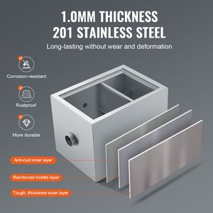 Trappola per Grasso in Acciaio Inox per Cucine Commerciali, 8 LBS, con Ingresso Superiore, 2.8 GPM, per l'Intercettazione dei Rifiuti - Product Image 3