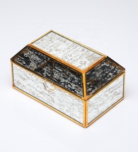 Manufacturers Brass Metal Framed Mercury Glass Jewelry <b>Storage</b> and Organizer <b>Box</b> for Home Decoration - Product Image 2