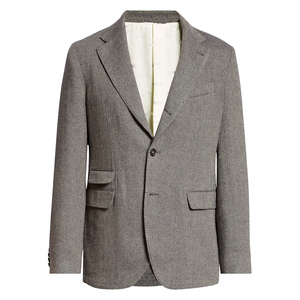 Blazer en Laine Slim Fit pour Homme, Revers Cranté, Bouton Unique, Motif Chevrons, Anti-Plis, Longueur Standard, Vêtement d'Extérieur - Product Image 1