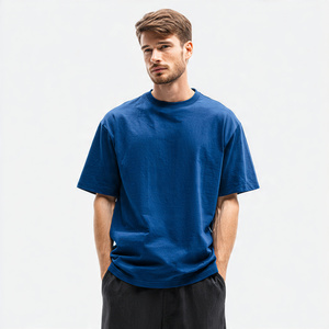 T-shirts streetwear à épaules tombantes et coupe ample pour hommes, en coton lourd 100% coton, coupe ample pour hommes - Product Image 3