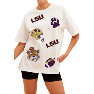 Wholesale Women's Custom Short Sleeve Round Neck <b>T</b>-<b>Shirt</b> Multi-<b>sequin</b> Patch Tee Breathable for Spring/Summer Casual Wear <b>T</b>-<b>shirt</b> - Product Image 3